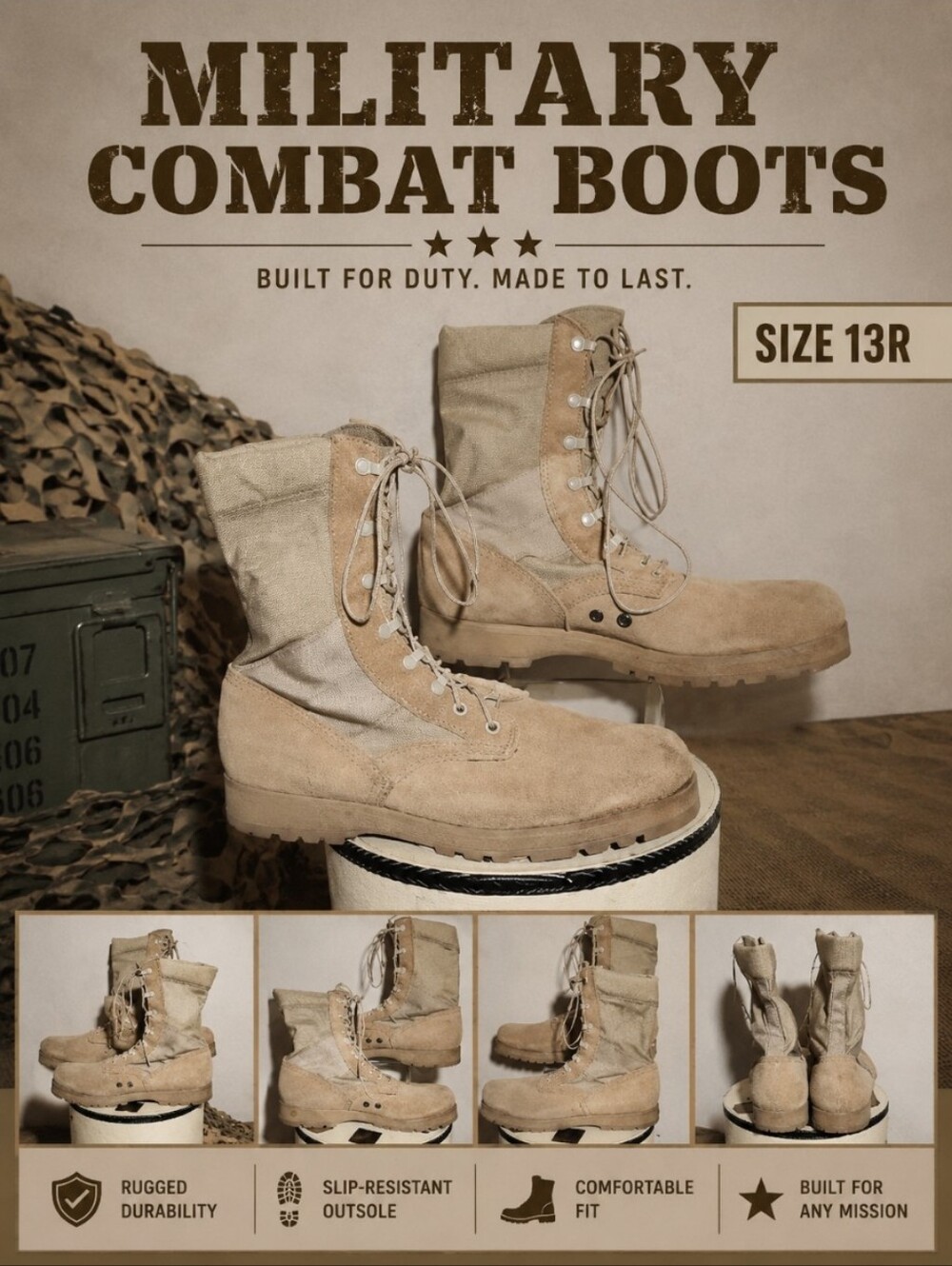 Mens Military Cimbat Boots 13R